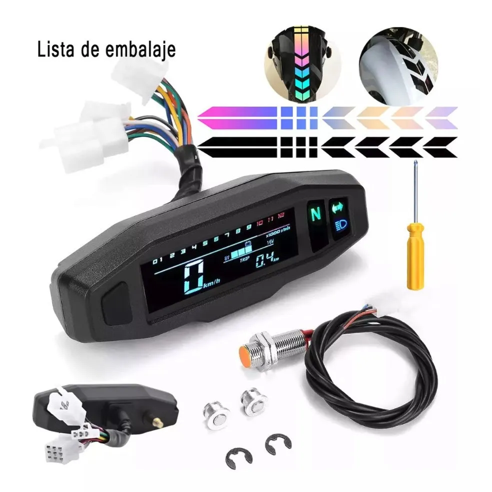 Motorcycle universal speedometer suit with black casing and clear display for speed reading