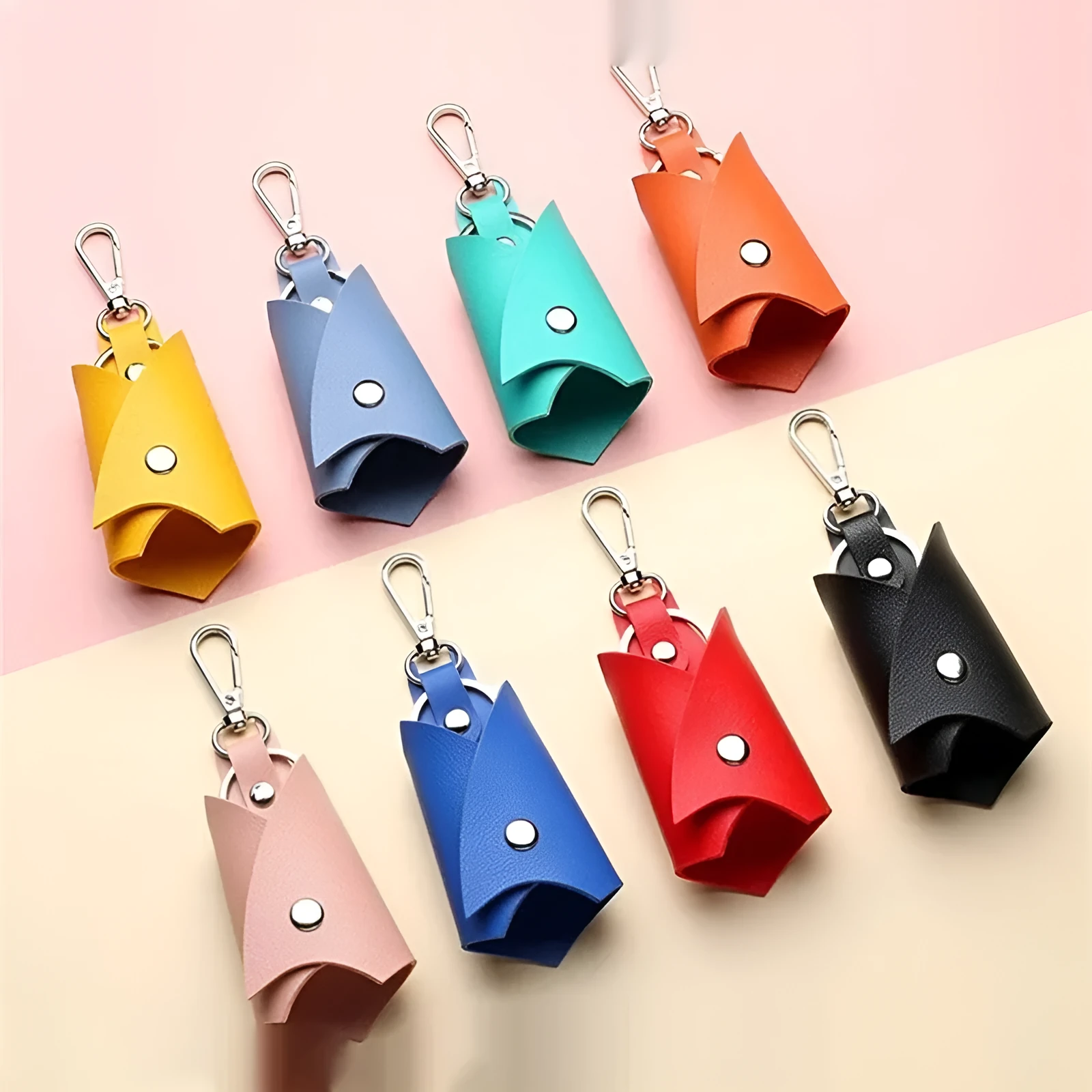 Leather car key case with bat stylings in multiple colours, 13x5cm