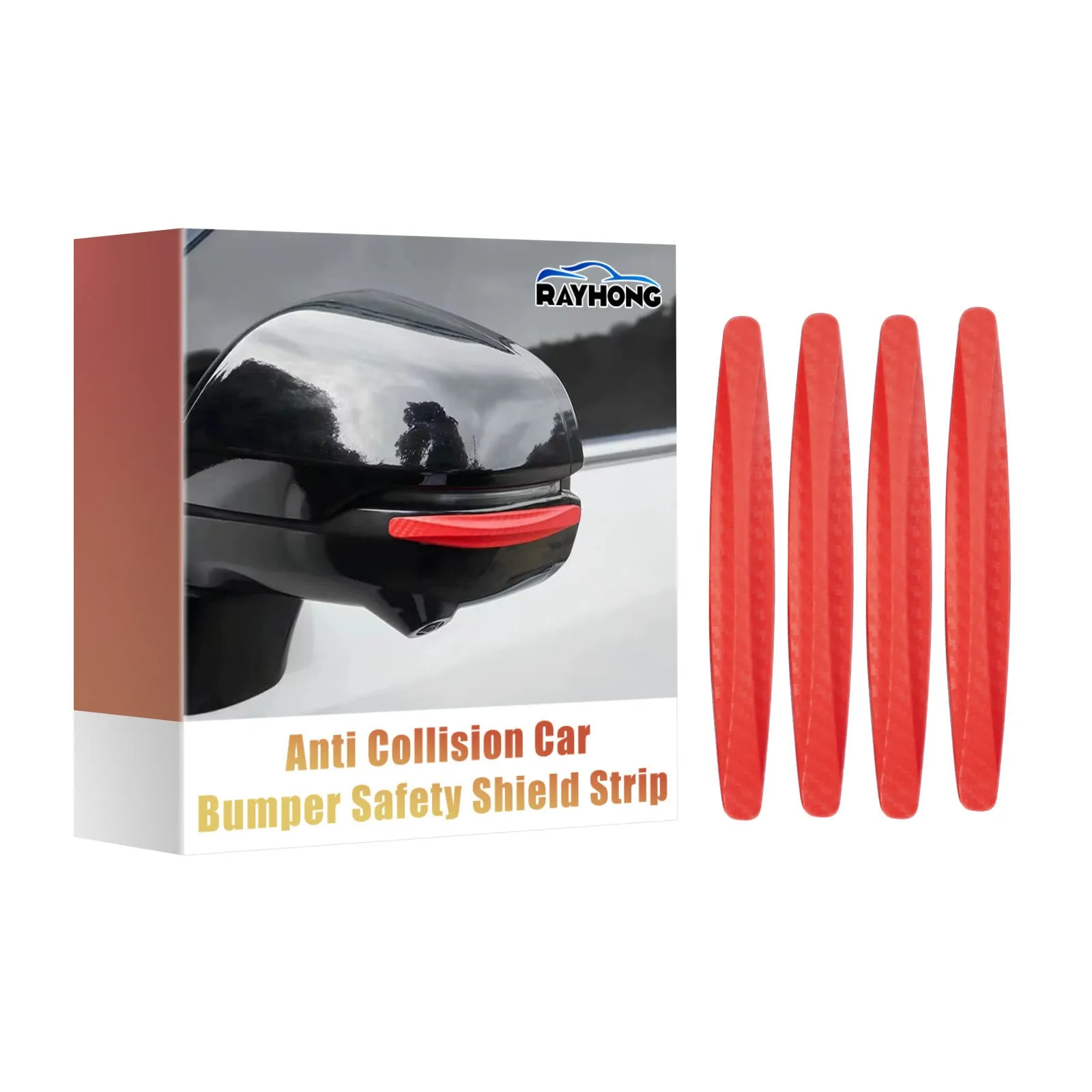 Four transparent PVC car anti-scratch protector strips measuring 13x1.5cm on a car door edge