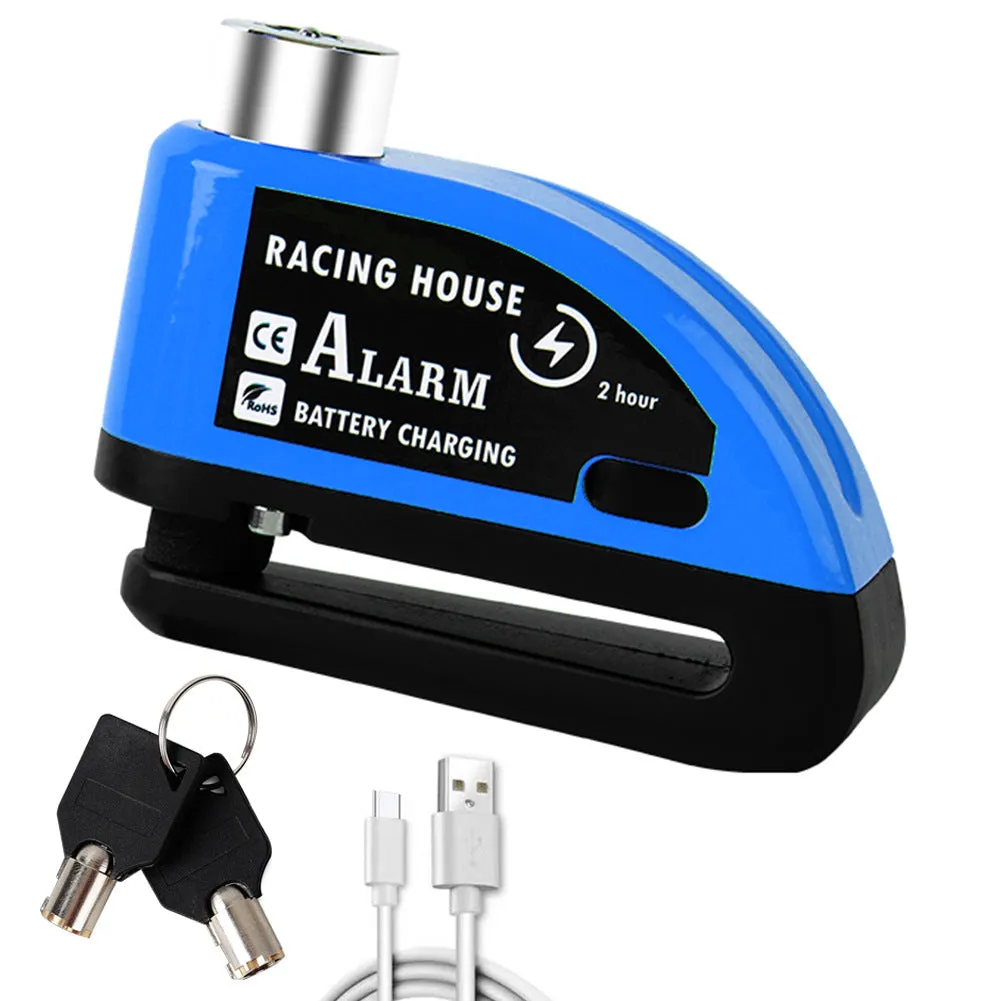 Bicycle disc brake lock in metal with alarm, 9.5 x 3.7 x 6.9 cm, available in multiple colours