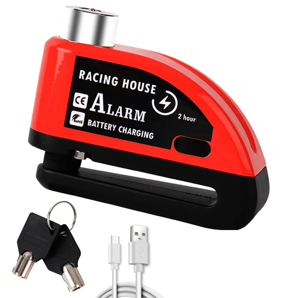 Bicycle disc brake lock in metal with alarm, 9.5 x 3.7 x 6.9 cm, available in multiple colours