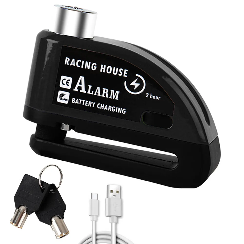 Bicycle disc brake lock in metal with alarm, 9.5 x 3.7 x 6.9 cm, available in multiple colours