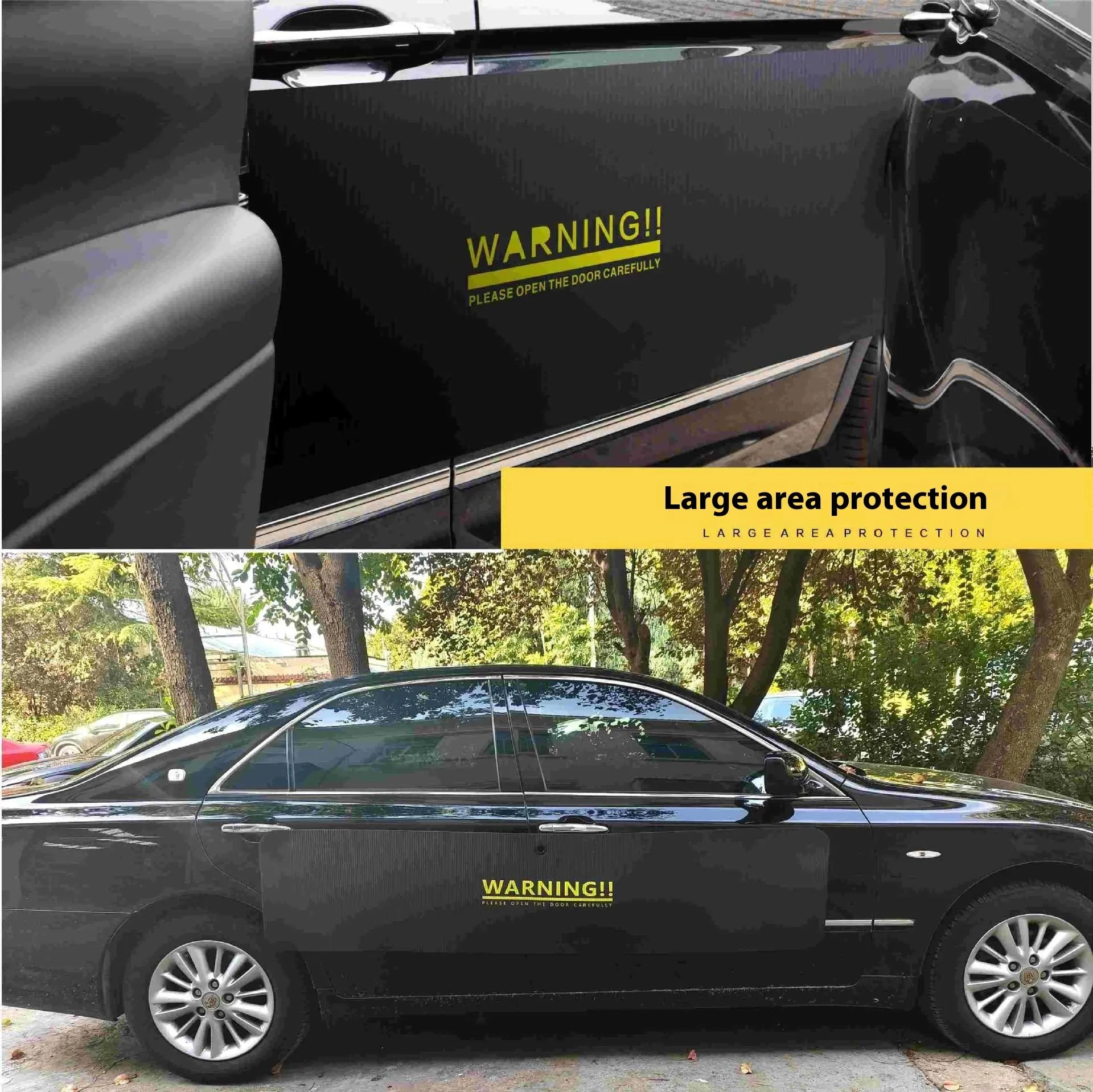 Black magnetic anti-collision bumper sticker made from NBR material for home parking protection, shown on a car bumper