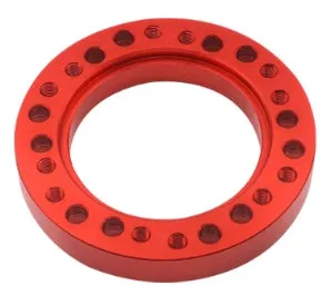 Steering wheel hub adapter in aluminium alloy with 86mm outer diameter, 55mm inner diameter, 12.5mm height, on white background