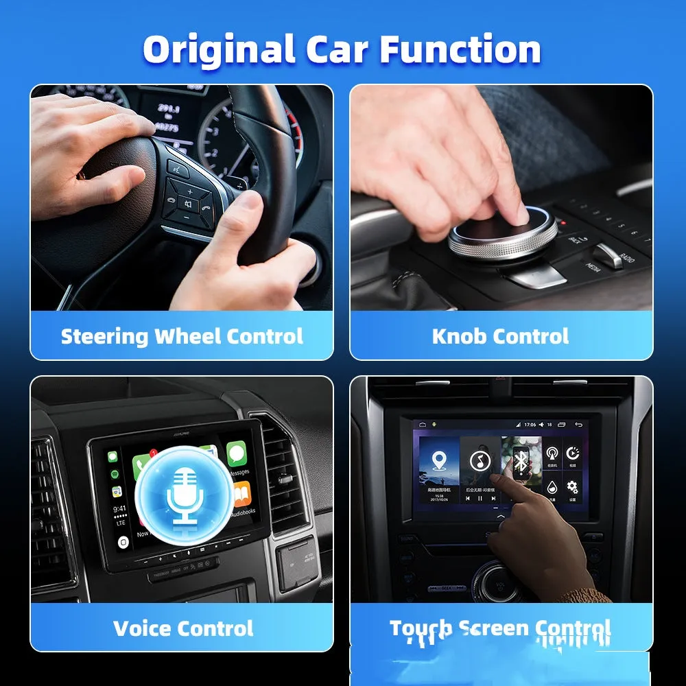 Switching box module vehicle-mounted wireless adapter C6 in black with Type-C and USB interfaces