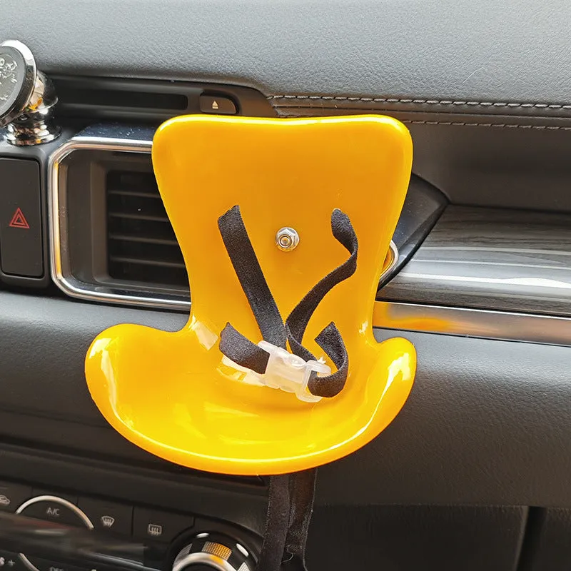 Plastic doll car safety seat ornament in plush Deluxe Edition colour with black safety belt