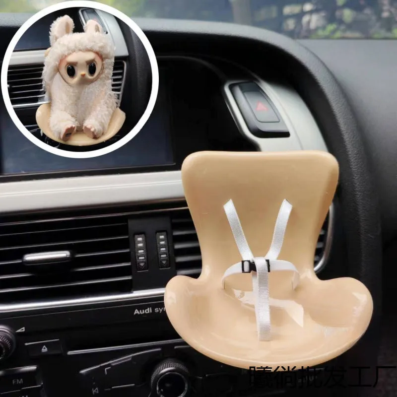 Plastic doll car safety seat ornament in plush Deluxe Edition colour with black safety belt