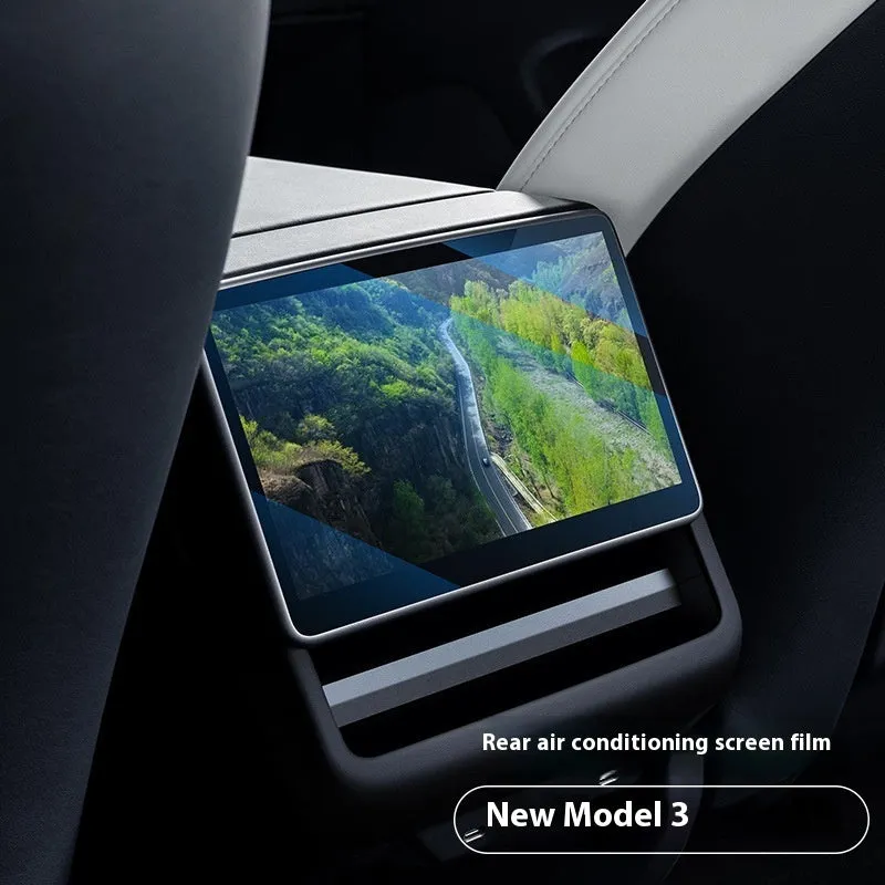 Tesla Model 3 central control screen with 2.5D HD tempered glass protector installed
