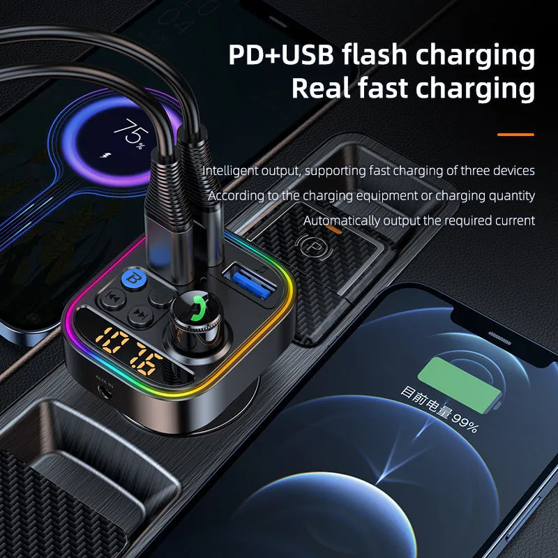 T18 Bluetooth car MP3 player FM transmitter in black with standard English interface