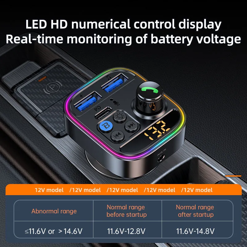 T18 Bluetooth car MP3 player FM transmitter in black with standard English interface