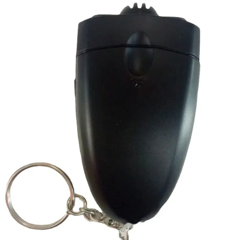 Black portable wine tester with LED display and keychain against a white background