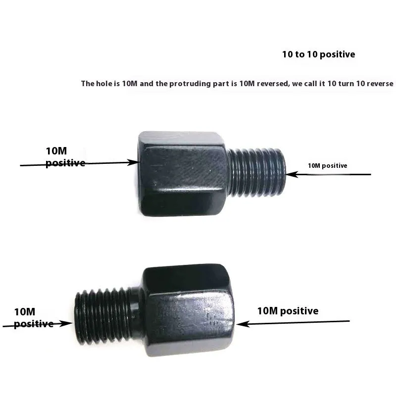 Motorcycle rearview mirror connecting screw with 8-10mm positive thread in iron and black finish