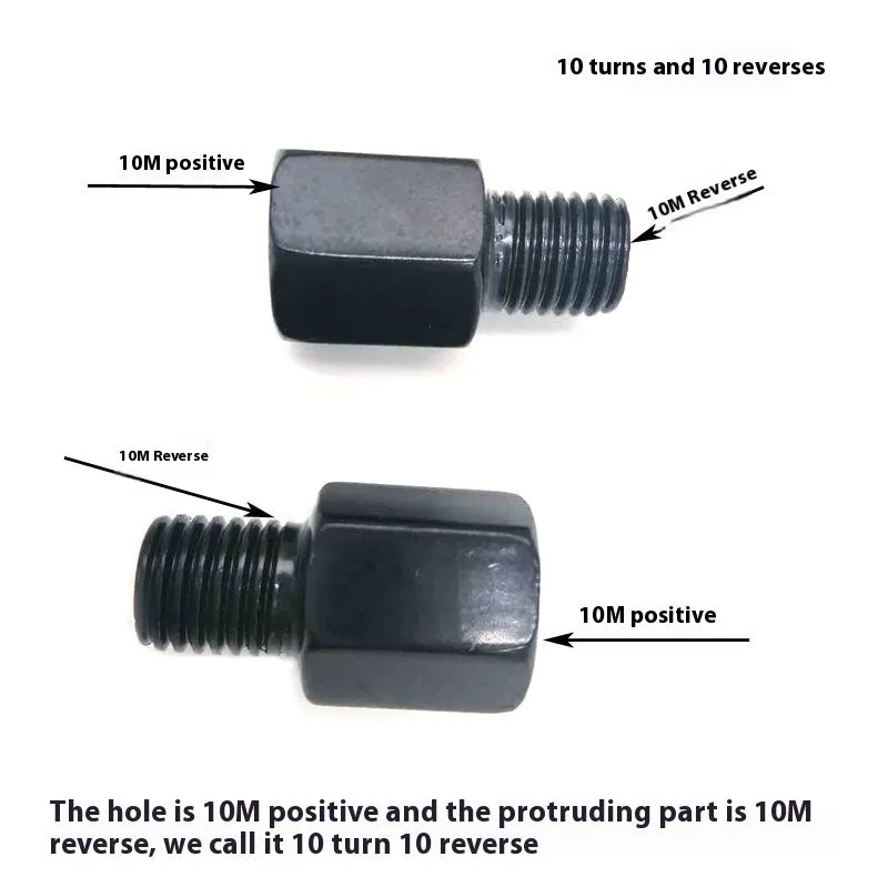 Motorcycle rearview mirror connecting screw with 8-10mm positive thread in iron and black finish