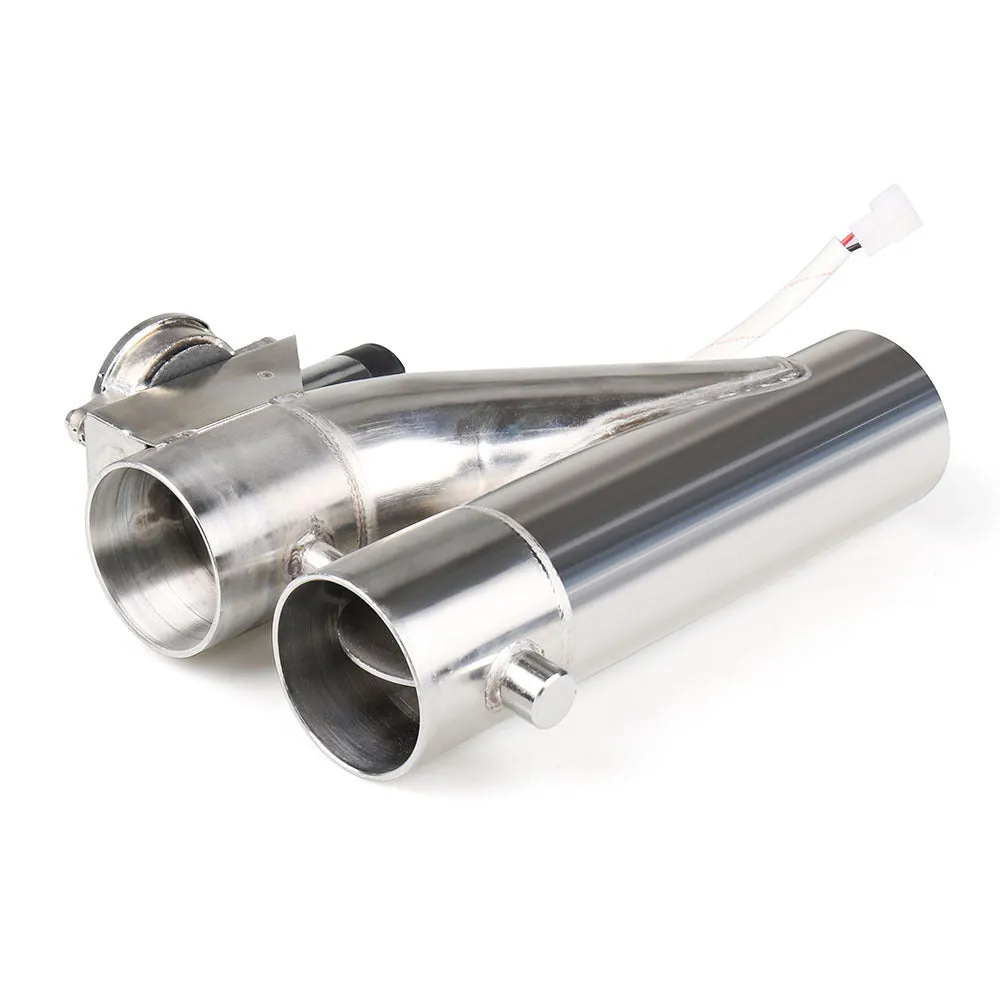 Stainless steel electronic control double valve exhaust pipe in silver for car modification
