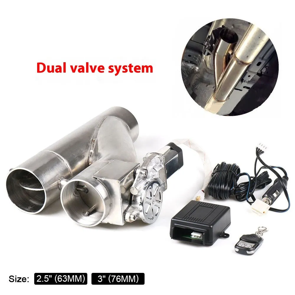 Stainless steel electronic control double valve exhaust pipe in silver for car modification
