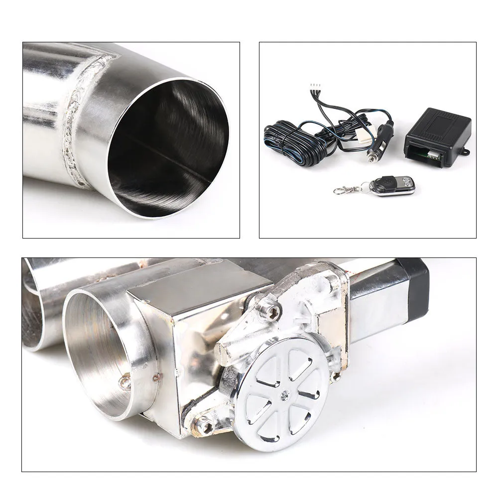 Stainless steel electronic control double valve exhaust pipe in silver for car modification