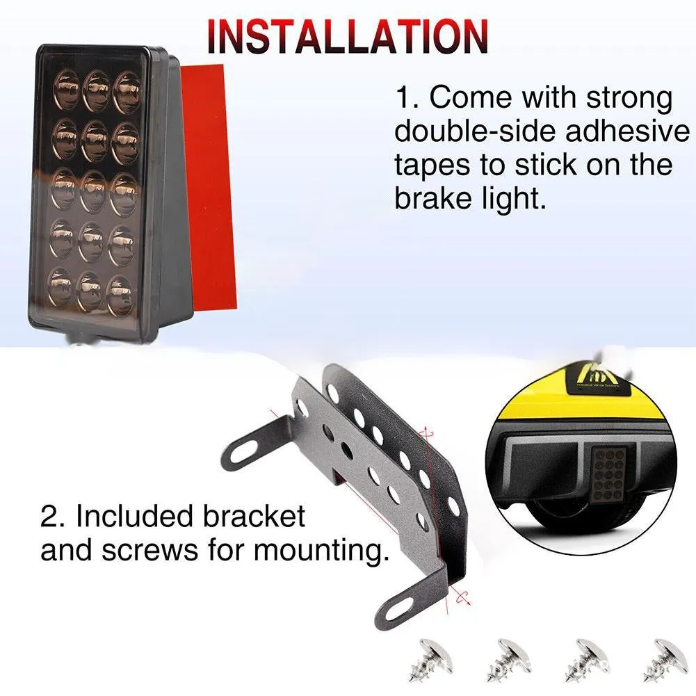 Square ABS warning taillight 12V 6W for car and motorcycle reversing or brake light, black shell