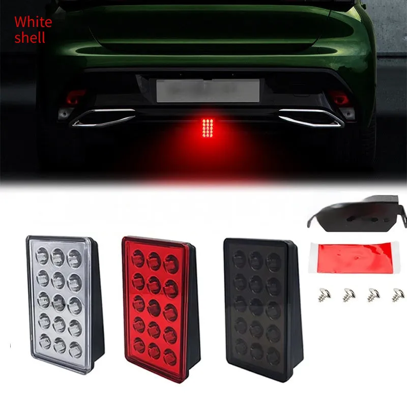 Square ABS warning taillight 12V 6W for car and motorcycle reversing or brake light, black shell