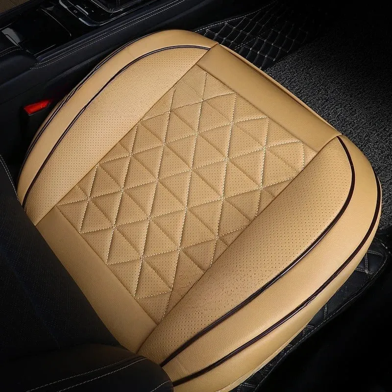 Car seat cushion all-inclusive Napa leather cover in black hemmed style