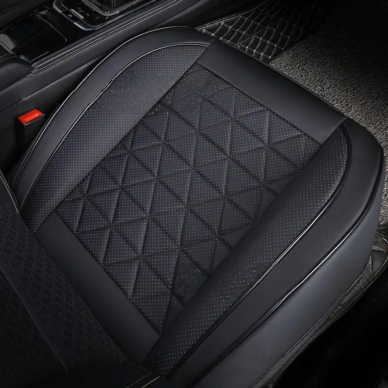 Car seat cushion all-inclusive Napa leather cover in black hemmed style