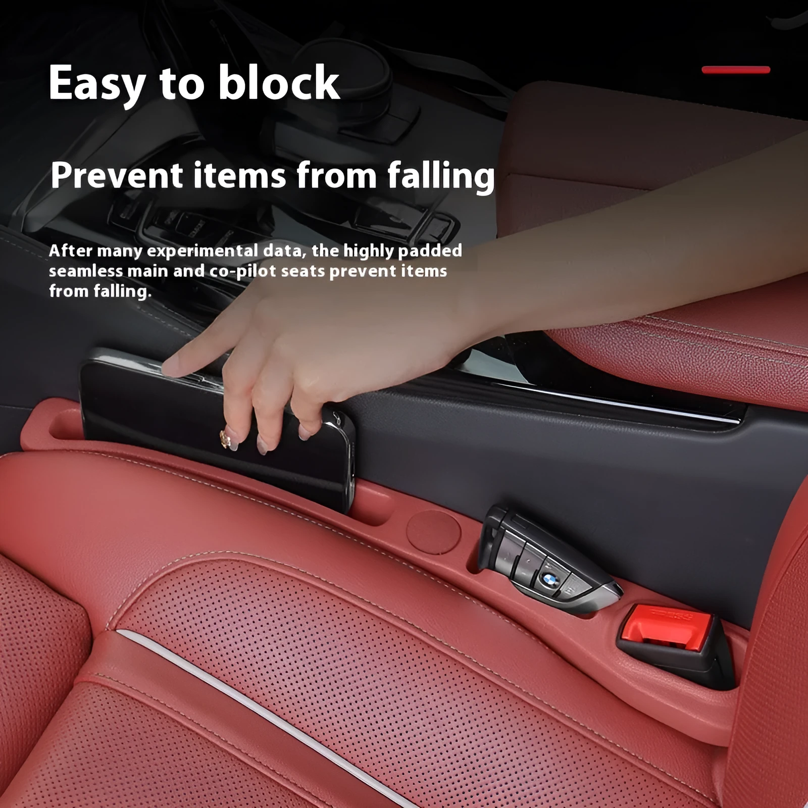 Car seat leak-proof plug storage box in beige EVA with roller and handle