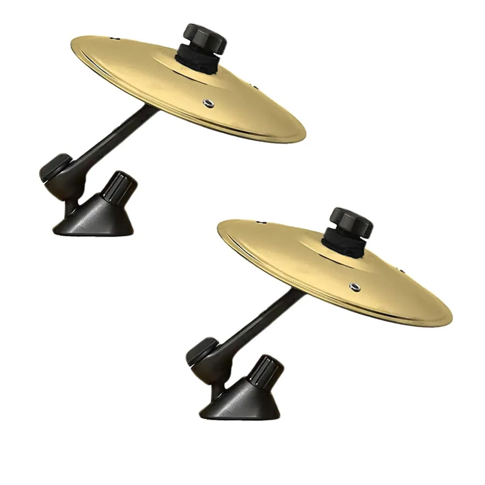 Car accessories collision cymbal mini drum in gold finish shown on a white background