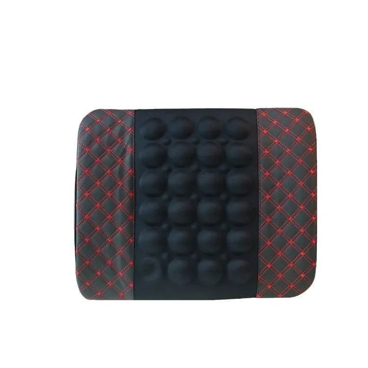 Car Electric Massage Lumbar Support Pillow Interior Decoration PU Leather with Latex Filler Four Seasons Universal Black Ribbon Red Line or Black White Line Red Wine Headrest Pair Bag Single Bag Options