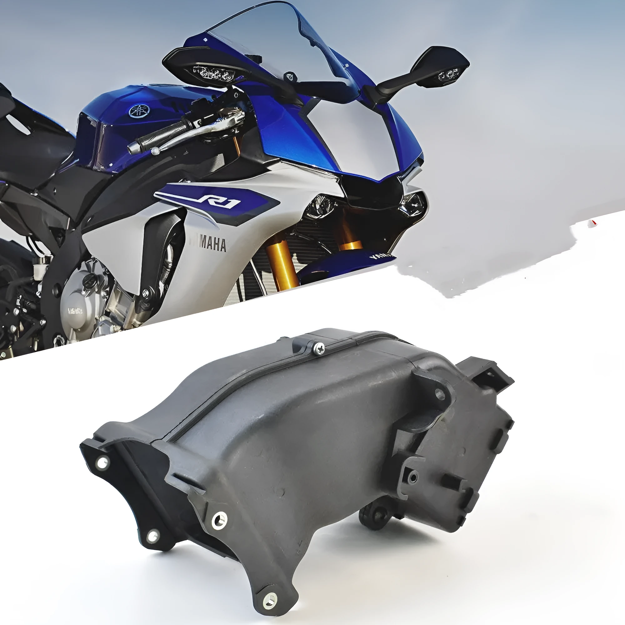 Black flexible ventilation pipe for Yamaha motorcycle intake, showing dimensions.