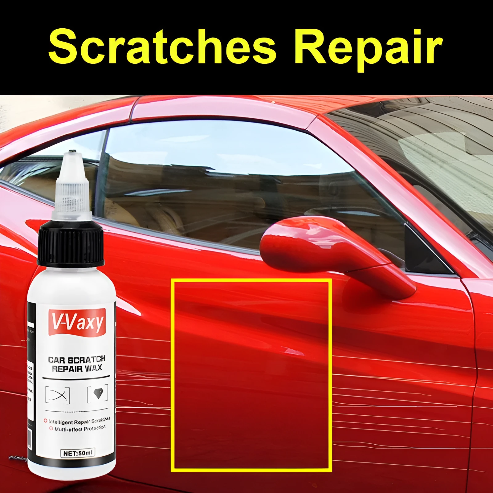 50ml car scratch wax paint repair solution in bottle with sponge and cloth options
