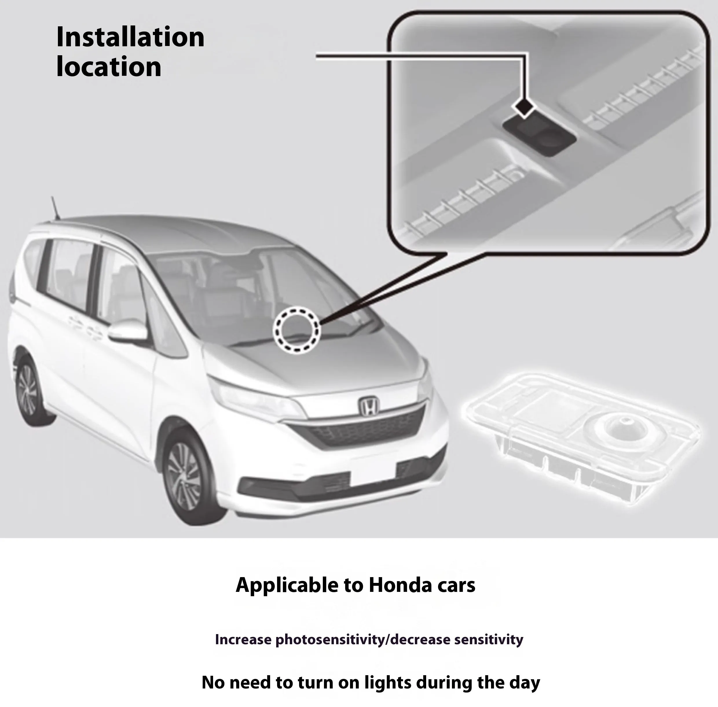 Transparent plastic automatic headlight sensor cover cap for Honda CRV Civic with flat style surface