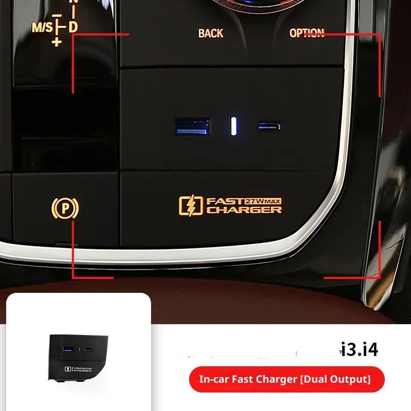Black BMW car charger and centre console storage box for gear area lossless installation