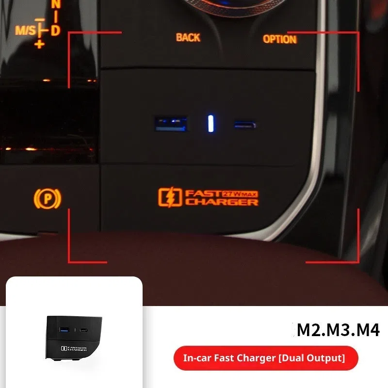 Black BMW car charger and centre console storage box for gear area lossless installation