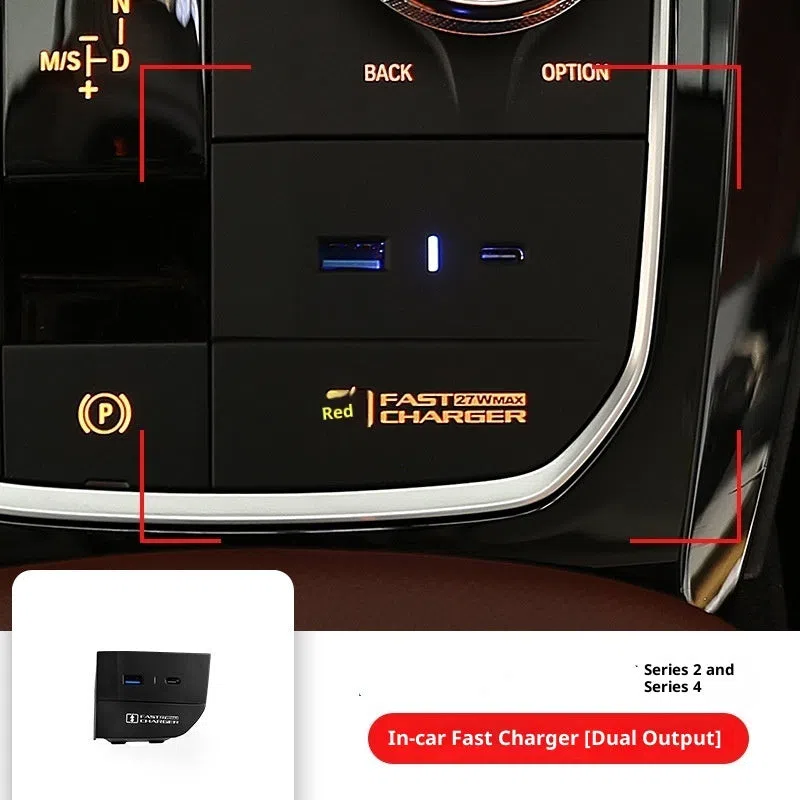 Black BMW car charger and centre console storage box for gear area lossless installation