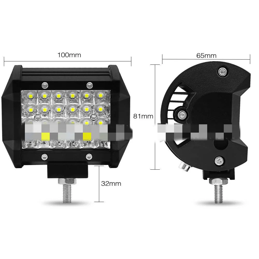 Black 4-row LED light bar with aluminium case and stainless steel bracket for vehicle mounting.