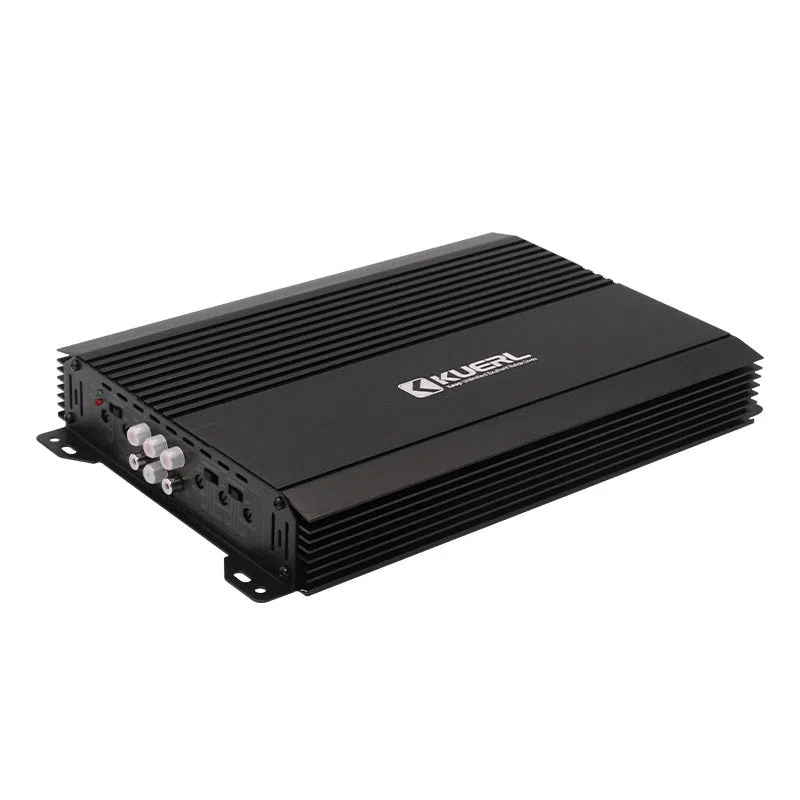 Black K-452 four-channel 12V car amplifier with aluminium alloy casing and power output of 4x75W