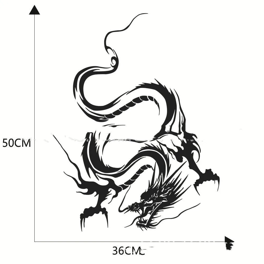 Dragon design car front sticker measuring 50x36 cm in PET vinyl material with multiple colour options