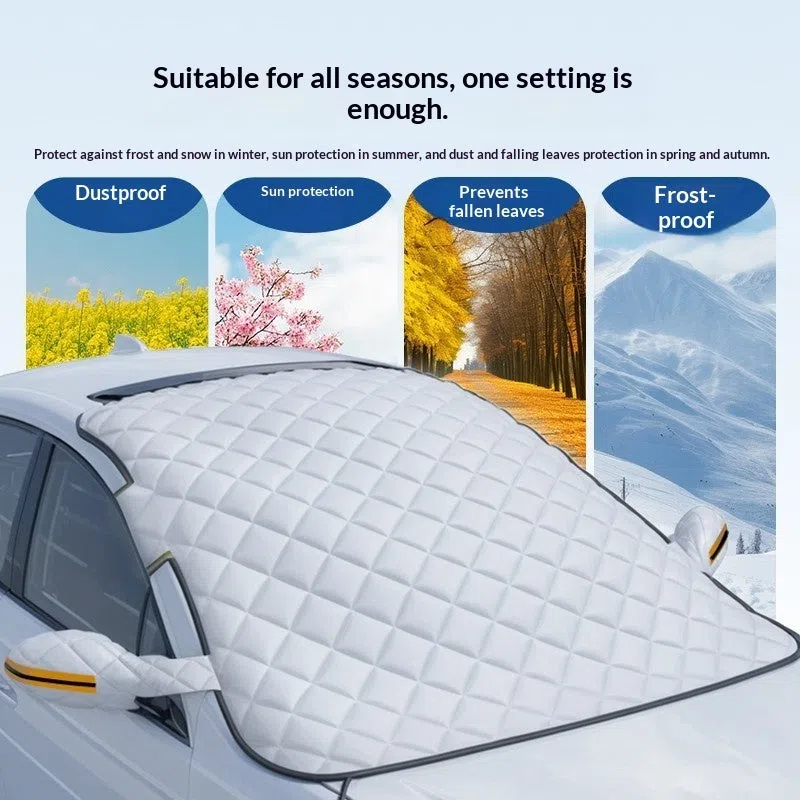 Thickened aluminium foil front windshield snow cover for SUV and sedan with magnetic attachment