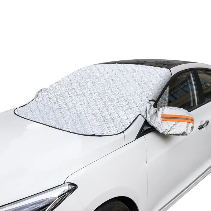 Thickened aluminium foil front windshield snow cover for SUV and sedan with magnetic attachment