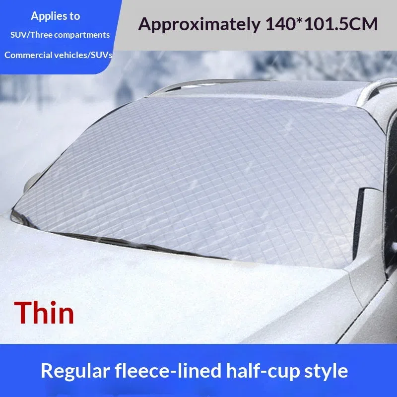 Thickened aluminium foil front windshield snow cover for SUV and sedan with magnetic attachment