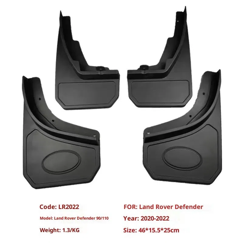 Set of 4 plastic mudguards for Land Rover Defender 90/110 large version with screws and buckles