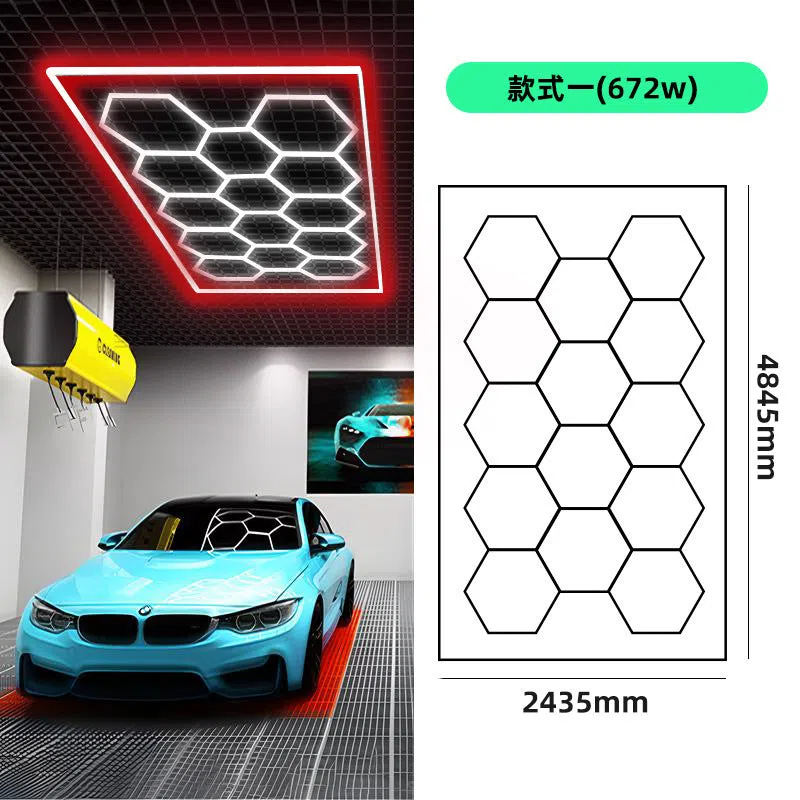 Garage hex mechanic station honeycomb work light with PC housing, 680-720W, strip shape in blue frame