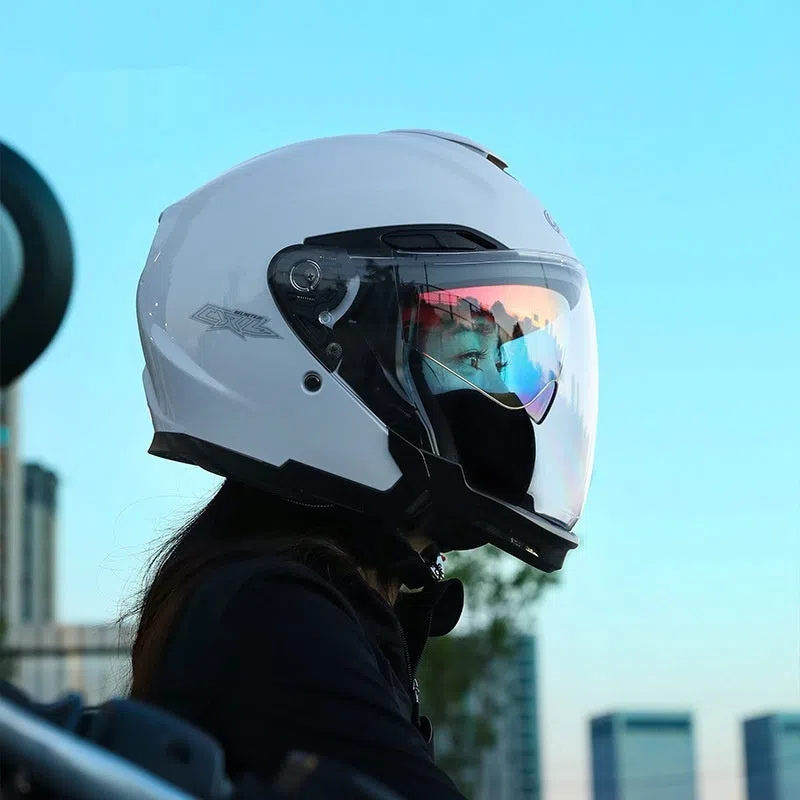 Summer Men's Motorcycle Half Three-quarter Helmet ABS shell double visor Flash Black colour