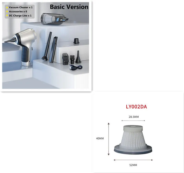 Brushless handheld vacuum cleaner with 12000Pa suction for car and home cleaning applications