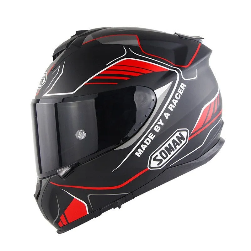 Motorcycle full face helmet with double lens in multiple colour options including Python and matte black variants