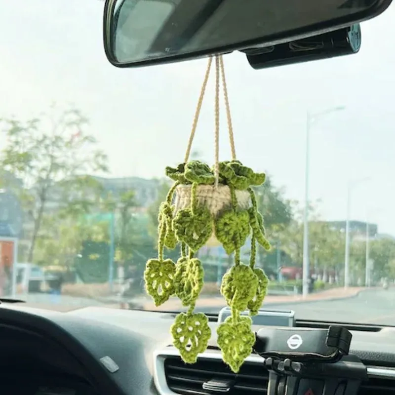Simple design chemical fibre car rearview mirror pendant in one of six colour options