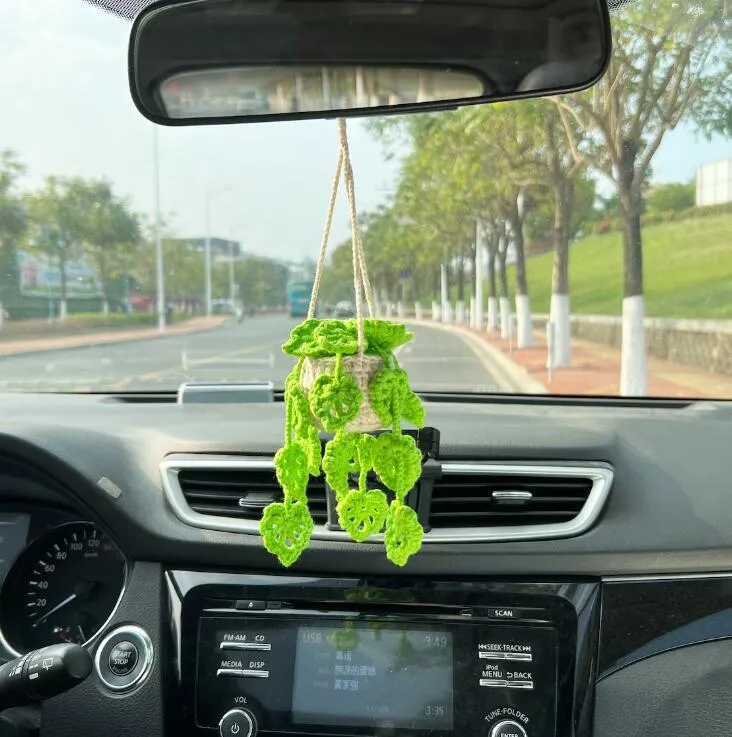 Simple design chemical fibre car rearview mirror pendant in one of six colour options