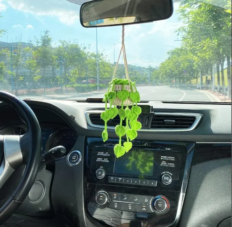 Simple design chemical fibre car rearview mirror pendant in one of six colour options