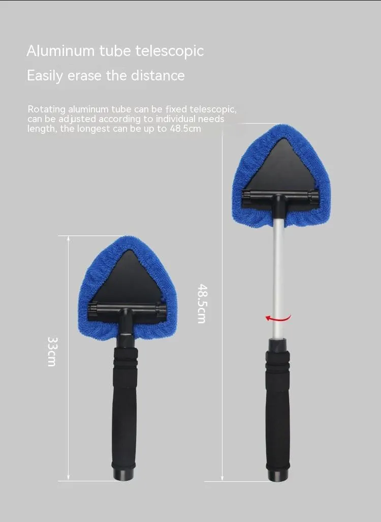 Plastic car windshield cleaning brush in choice of green, red, or sapphire blue colours