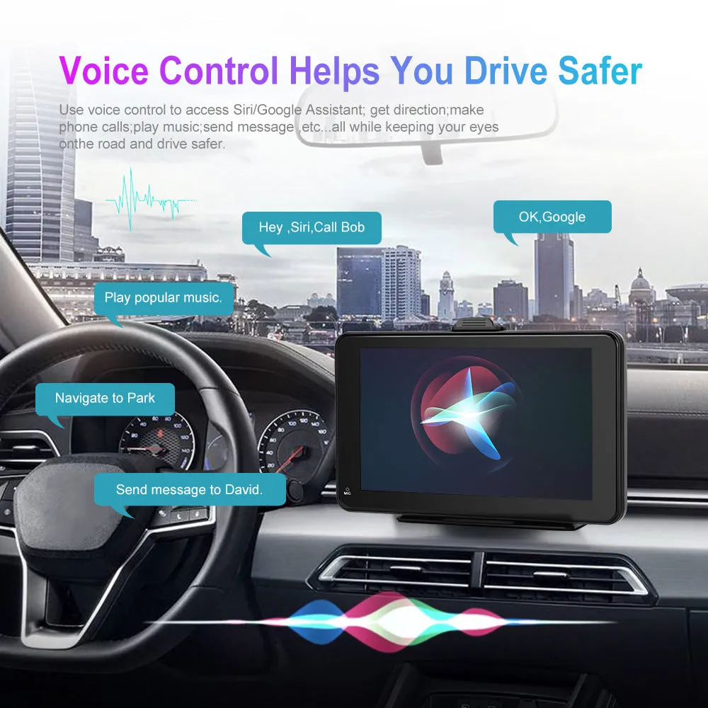 7-inch HD wired band screen wireless player for car with universal mount and cables