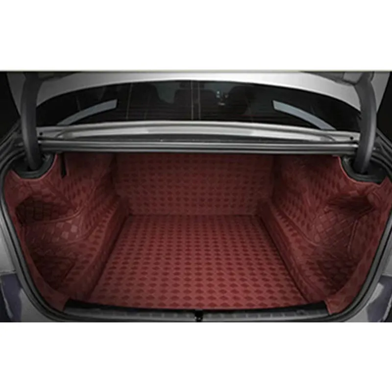 Leather trunk mat for Tesla Model 3 or Model Y boot in black, brown, or wine red.